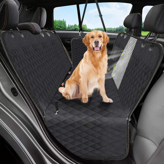 Dog Car Seat Cover,Waterproof Pet Seat Cover with Mesh Visual Window,Dog Seat Cover,Wear-Proof Dog Back Seat Hammock Unfolding Size: 147 * 133Cm for Cars, Trucks and SUV (Black Zippered Mesh Window)